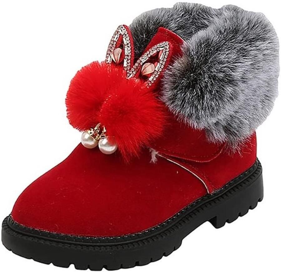 Winterlaarzen Meisjes Konijnenlaarzen Casual Laarzen Ronde Neus Suede Lederen Geschikt voor Peuters Peuterlaarzen