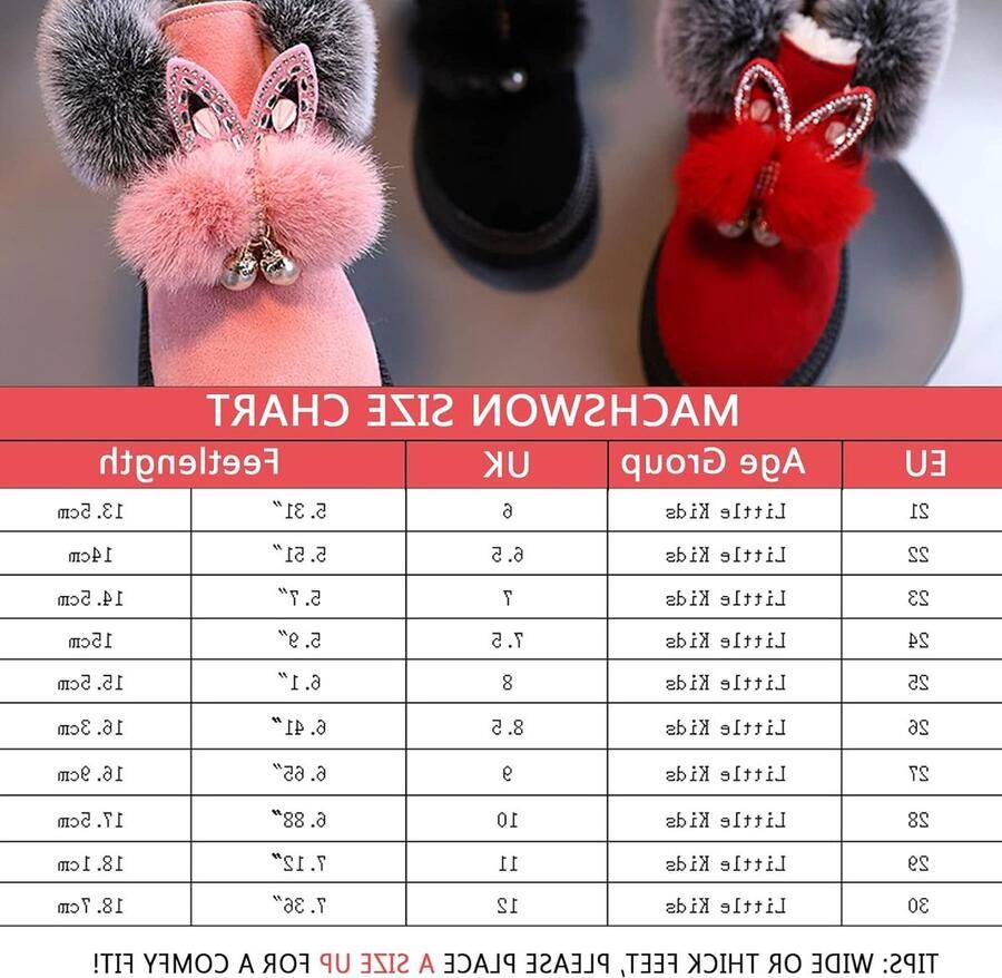 Winterlaarzen voor Meisjes van Zwart Faux Suède met Konijnenoren voor Peuters en Kinderen Comfortabele Schoolboots