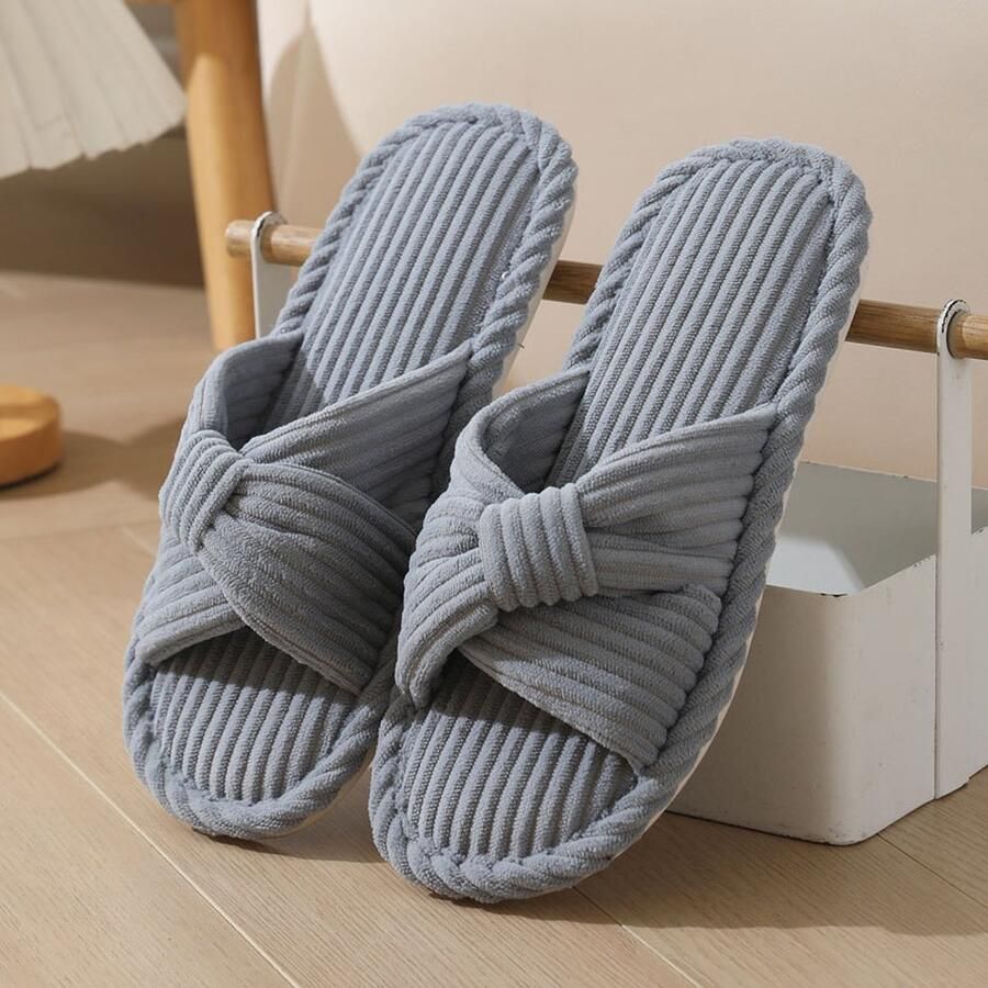 Winterpantoffels voor dames Pantoffels met kruisband van traagschuimcorduroy Zachte en comfortabele katoenen pantoffels Herfst- en winterpantoffels voor binnen Antislip warme en slijtvaste pantoffels Unisex