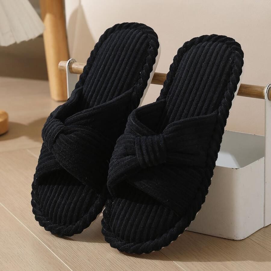 Winterpantoffels voor dames Pantoffels met kruisband van traagschuimcorduroy Zachte en comfortabele katoenen pantoffels Herfst- en winterpantoffels voor binnen Antislip warme en slijtvaste pantoffels Unisex
