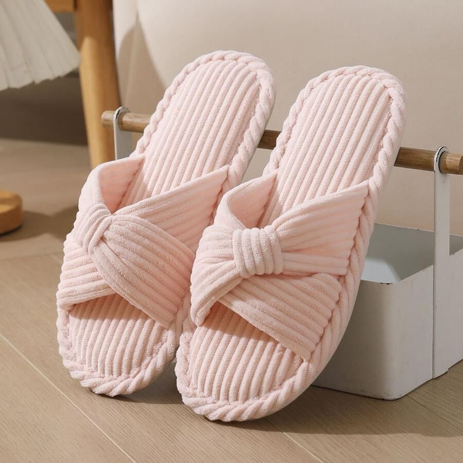 Winterpantoffels voor dames Pantoffels met kruisband van traagschuimcorduroy Zachte en comfortabele katoenen pantoffels Herfst- en winterpantoffels voor binnen Antislip warme en slijtvaste pantoffels Unisex 38 39- Voetenlengte