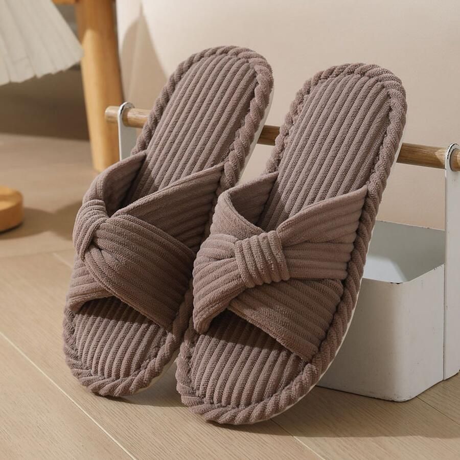 Winterpantoffels voor dames Pantoffels met kruisband van traagschuimcorduroy Zachte en comfortabele katoenen pantoffels Herfst- en winterpantoffels voor binnen Antislip warme en slijtvaste pantoffels Unisex