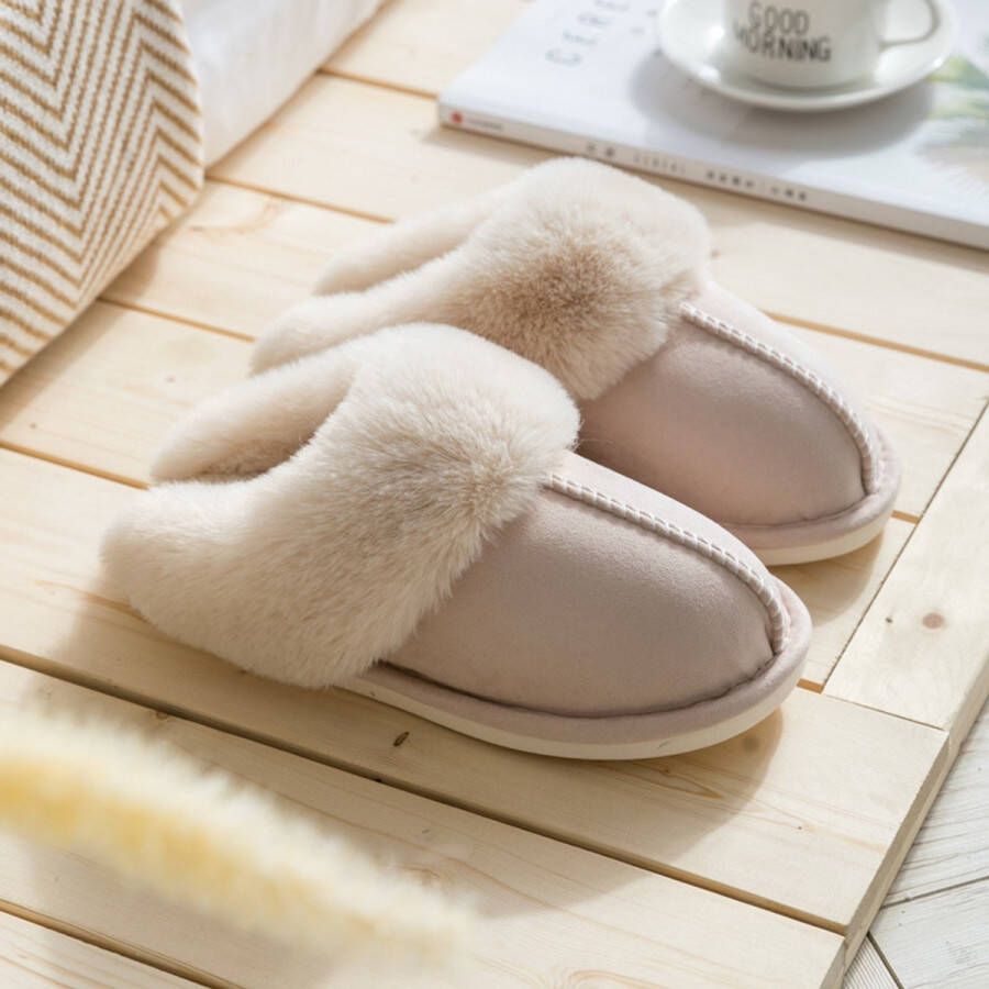 Winterpantoffels voor thuis L Pluche pantoffels voor en Antislip warme pantoffels voor binnen Stille pantoffels Warme dikke bontpantoffels voor thuis in de herfst en winter Katoenen schoenen