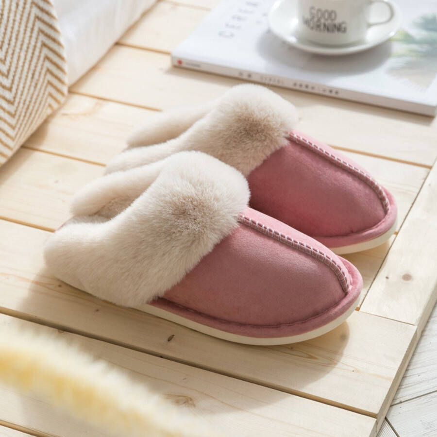Winterpantoffels voor thuis M Pluche pantoffels voor en Antislip warme pantoffels voor binnen Stille pantoffels Warme dikke bontpantoffels voor thuis in de herfst en winter Katoenen schoenen