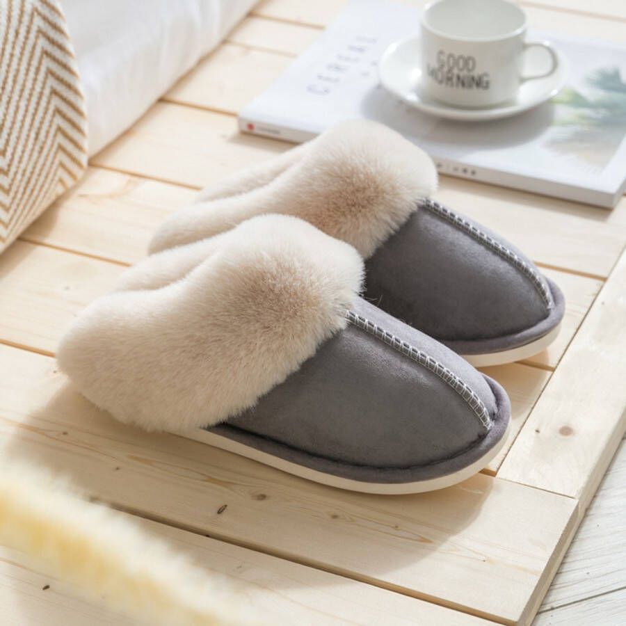 Winterpantoffels voor thuis M Pluche pantoffels voor en Antislip warme pantoffels voor binnen Stille pantoffels Warme dikke bontpantoffels voor thuis in de herfst en winter Katoenen schoenen