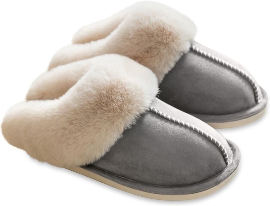 Winterpantoffels voor thuis XL Pluche pantoffels voor en Antislip warme pantoffels voor binnen Stille pantoffels Warme dikke bontpantoffels voor thuis in de herfst en winter Katoenen schoenen