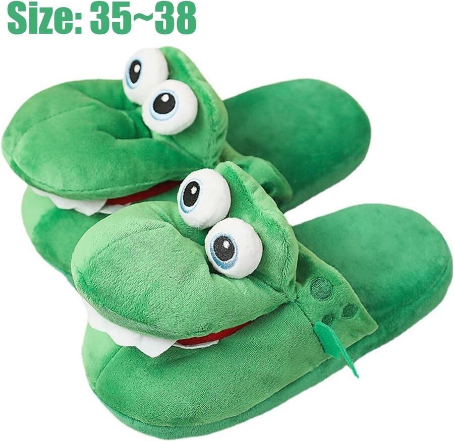 Winterschoenen met krokodillenmotief van pluche warme pantoffels met cartoondieren voor en