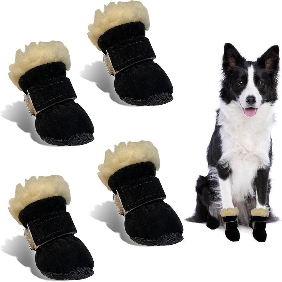 Winterse Antislip Hondenschoenen 4-Pack Snowboots voor Honden Bescherming voor Pootjes Geschikt voor Kleine Middelgrote en Grote Honden