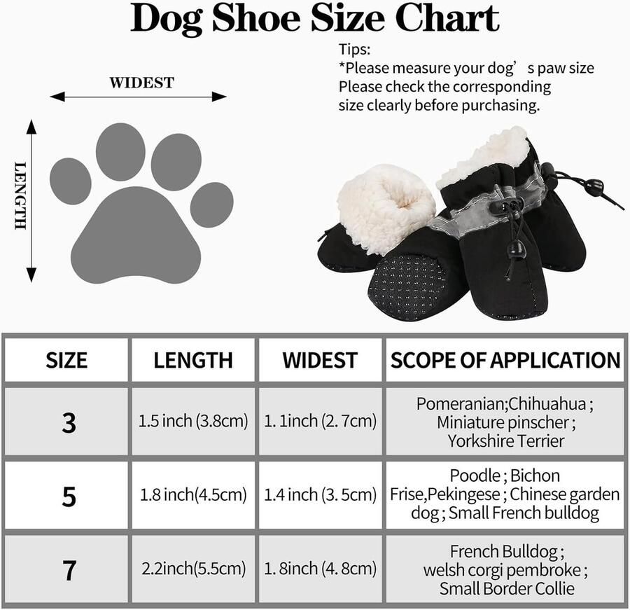 Winterse Hondenlaarzen met Pluche Voering voor Pootbescherming en Antislip Reflecterende Strepen voor Kleine en Middelgrote Honden