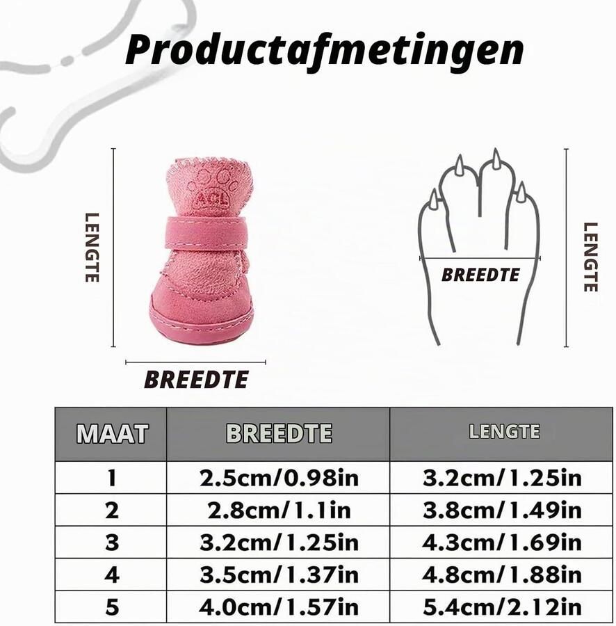 Hondenlaarzen 4-Pack voor Kleine Honden Waterdichte Antislip Winterlaarzen met Pootkussens en Bescherming tegen Koud Weer