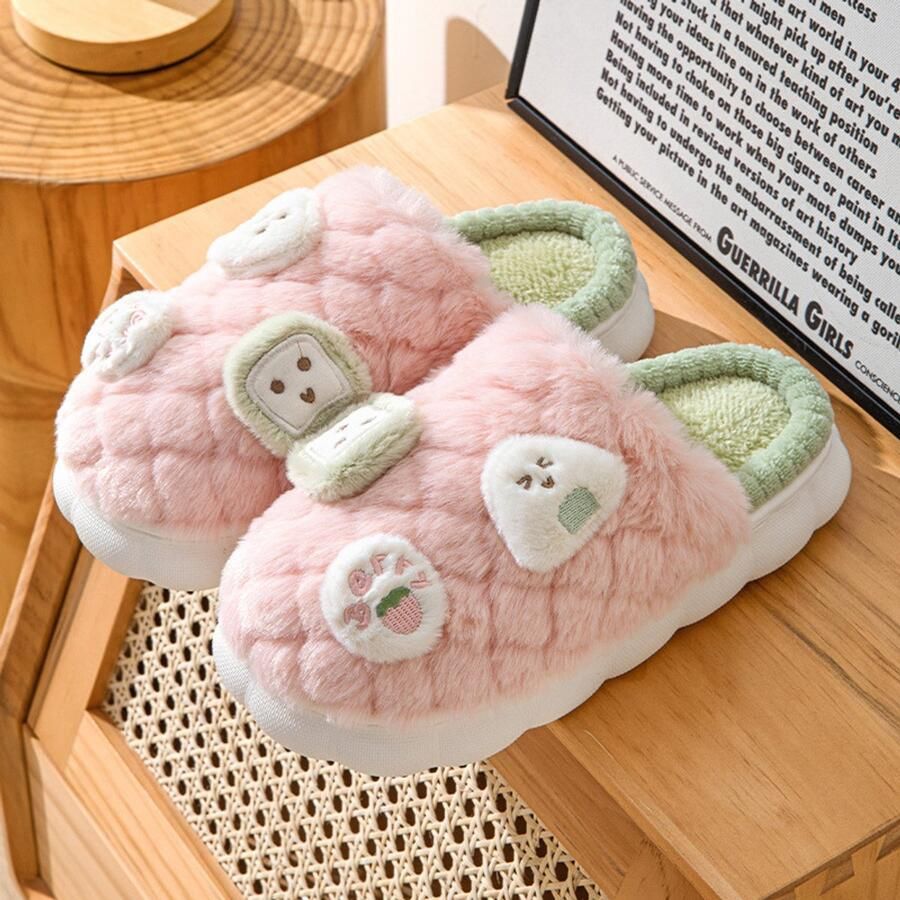 Winterslippers voor en comfortabele pluche antislip pantoffels voor volwassenen gezellige binnen- en buitenslippers voor en Roze [binnenschoenlengte ]
