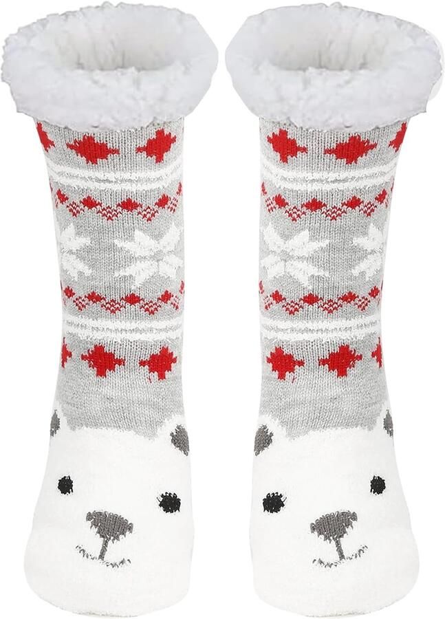 Wintersokken voor dames met antislipzool pantoffels voor dames zacht warm zachte sokken in diervorm zacht en warm voor Kerstmis nieuwjaarscadeau 1 paar