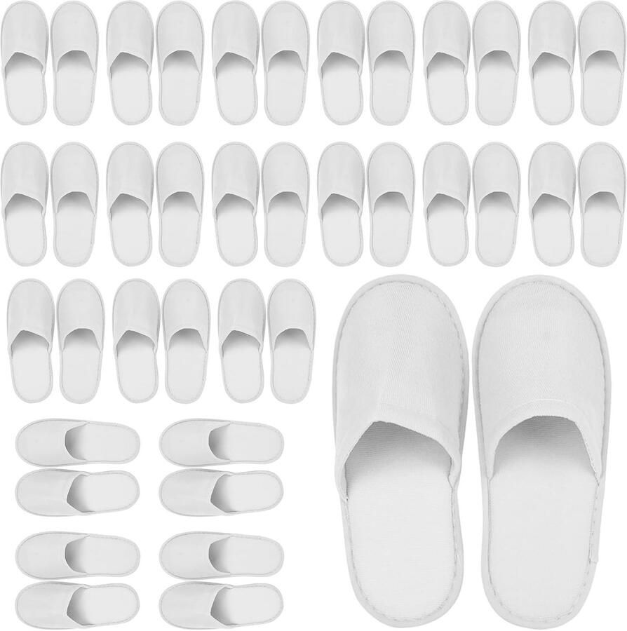 Wit voor en 20 paar antislip gastenpantoffels universele maat badslippers gesloten in wit voor hotel spa en gasten