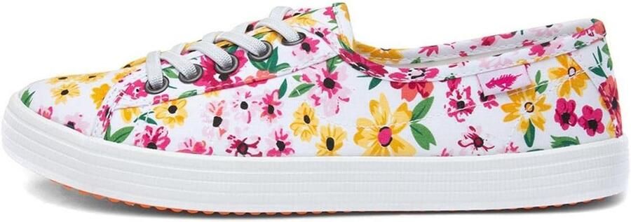 Witte Dames Sneakers met Bloemendessin opdruk