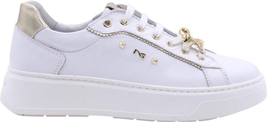 Witte Dames Sneakers van Leer Comfortabele Italiaanse Stijl