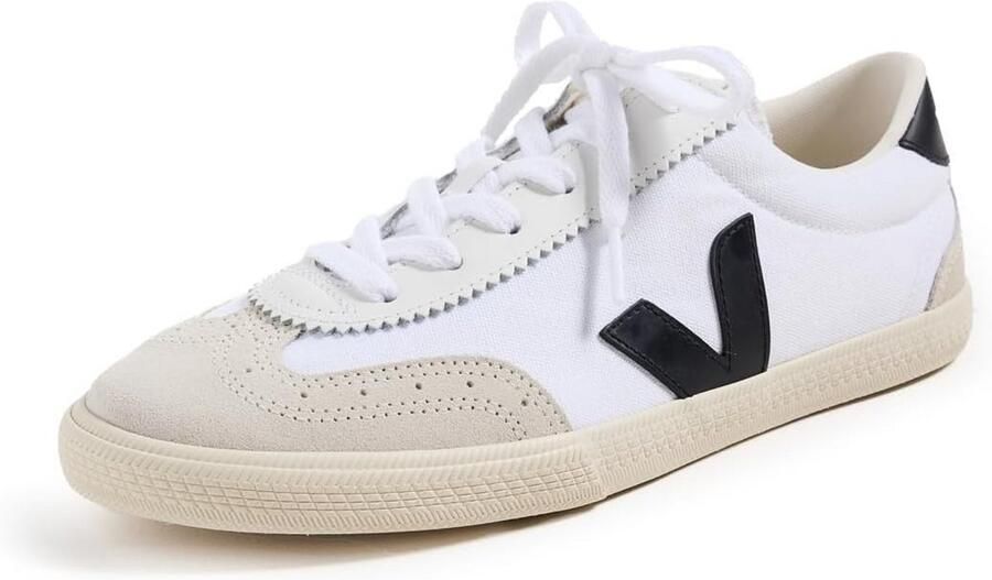 Witte en zwarte lage sneakers van canvas