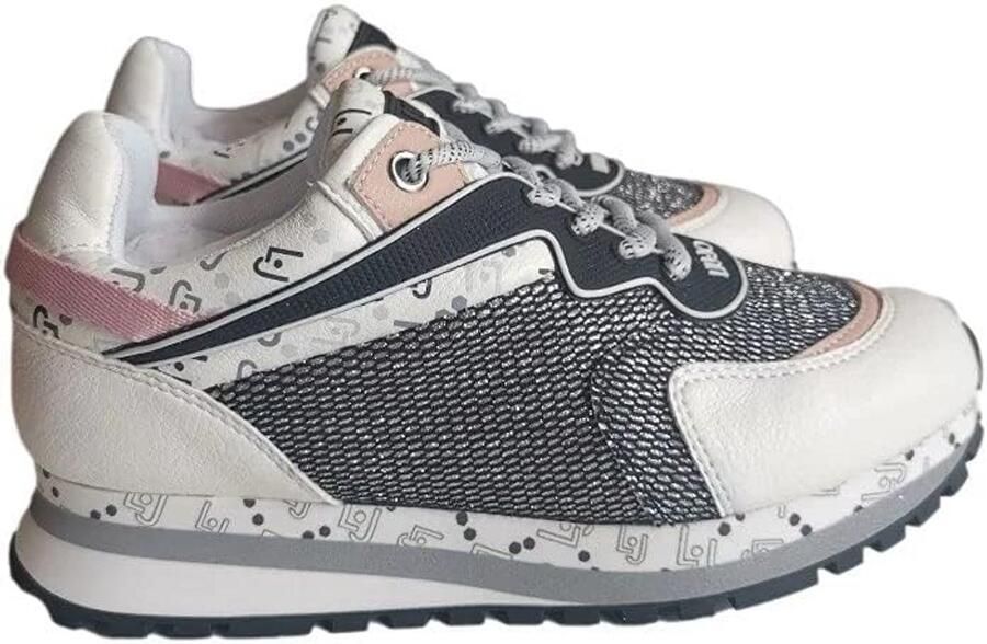 Witte en Zwarte Meisjes Sneakers met Leer en Stof
