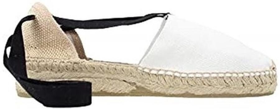 Witte espadrilles met zwarte band en lage sleehak
