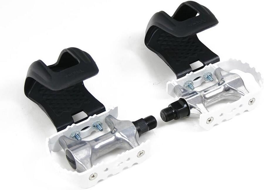 Witte Fiets Pedalen met Voetlussen voor Singlespeed en Fixie