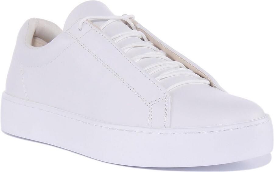 Witte Leren Dames Sneaker met Plateauzool Casual en Elegant
