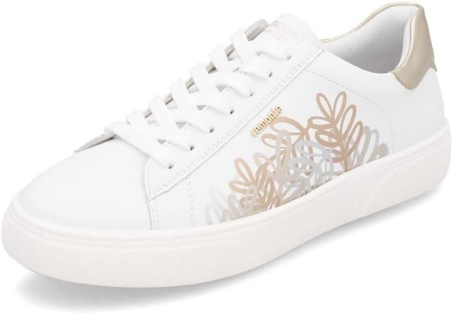 Witte leren dames sneakers met veters en uitneembaar voetbed