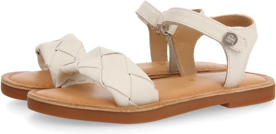 Roze Leren Meisjessandalen met Vlechten en Verstelbare Sluiting