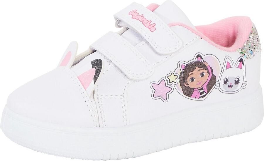 Witte Meisjes Sneakers met Klittenband en Glitterdetails