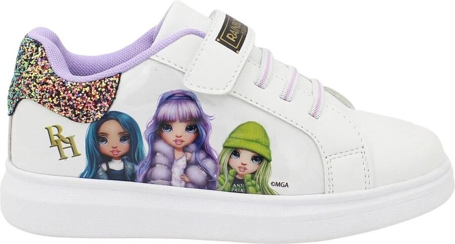 Witte Sneakers voor Meisjes Glitter Details en Rubberen Zool