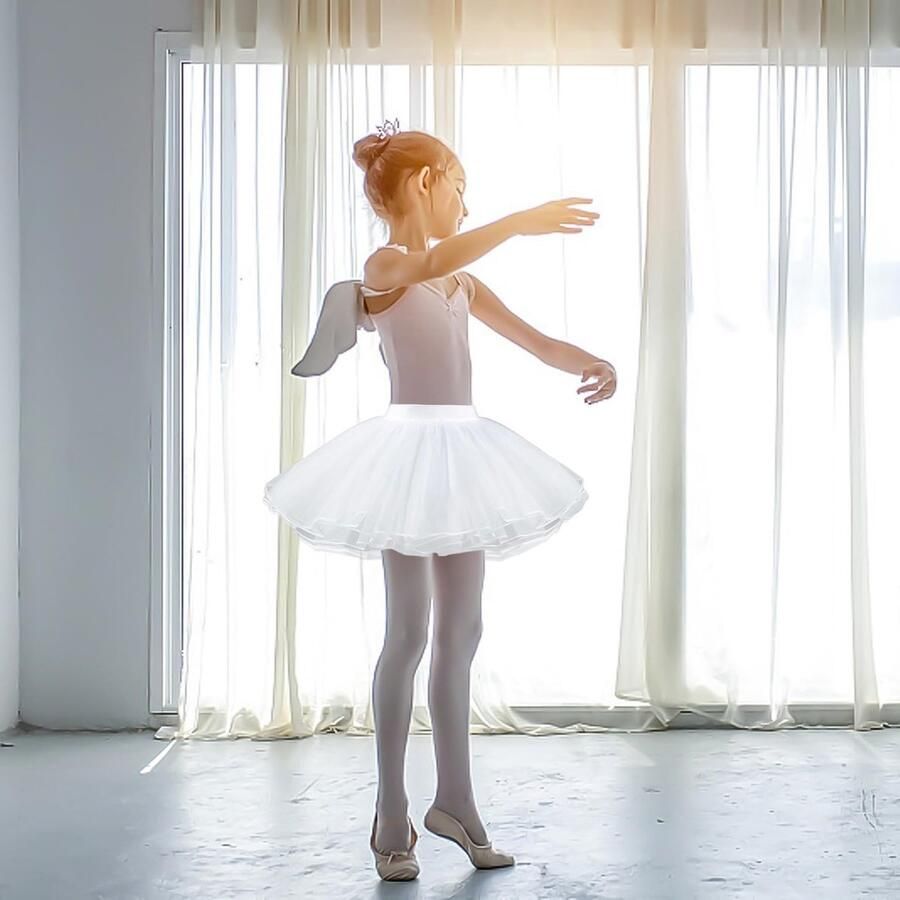 Witte Tutu Jurk voor Meisjes Fluffy Ballet Kostuum met Elastische Rok voor Podiumoptredens en Dansactiviteiten