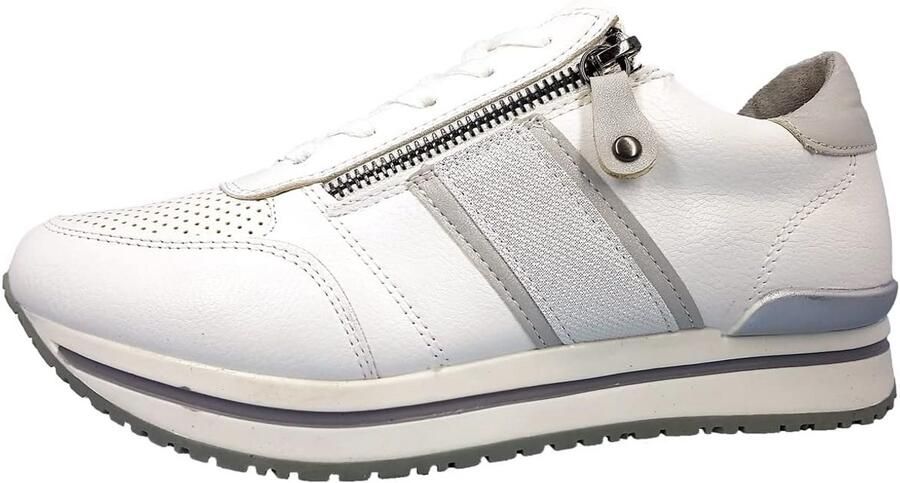 Witte Vetersneakers Dames Sportief en Trendy met Rits