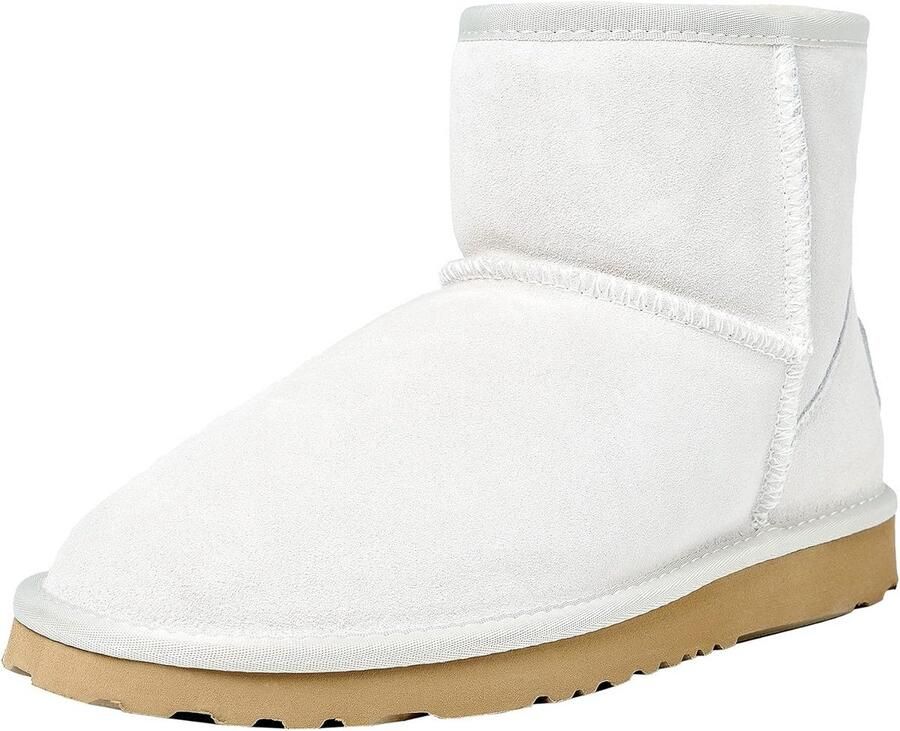 Witte Waterdichte Dames Enkellaarzen Suede Winterlaarzen