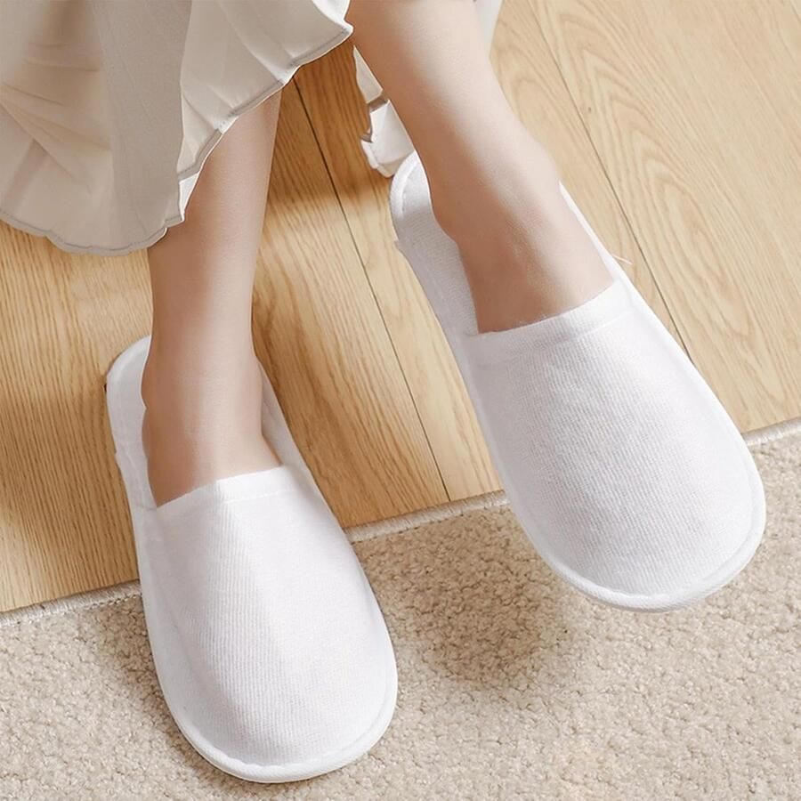 Witte Wegwerpslippers voor Gasten Ideaal voor Thuis Badkamer en Bruiloften 12 Paar Comfortabele Schoenen voor nen en