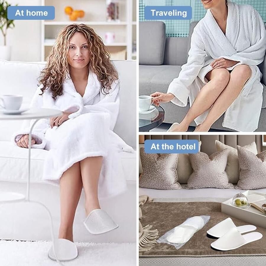 Witte wegwerpslippers voor gasten van badstof antislip universele maat ideaal voor hotel spa en thuis 5 paar + 3 stuks