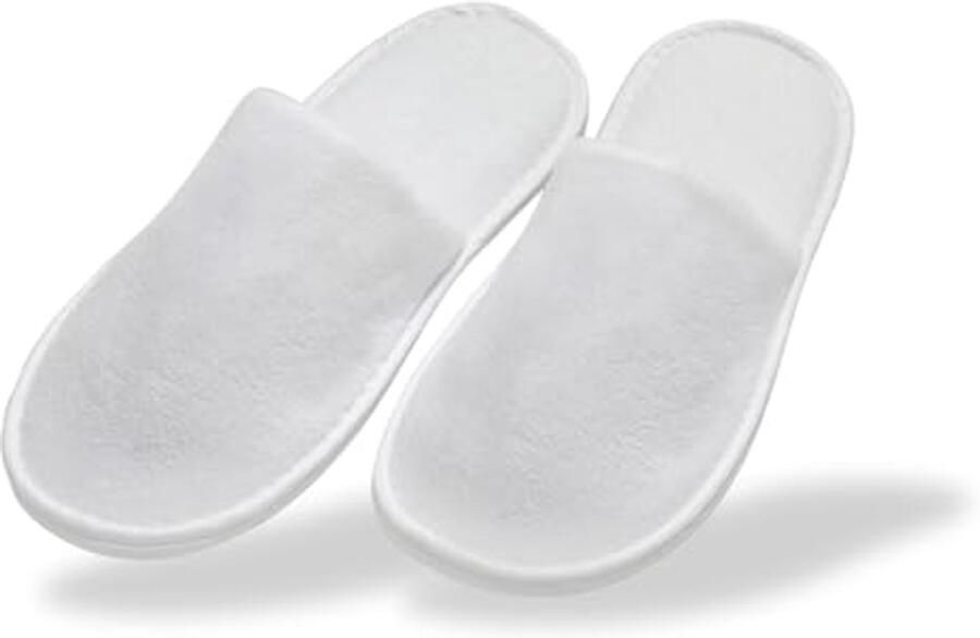 Witte wegwerpslippers voor en comfortabele badstof pantoffels 6 paar