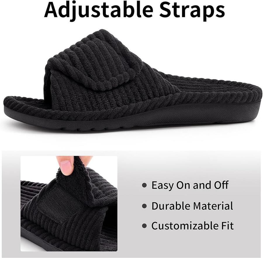 Womens Fuzzy Arch Ondersteuning Slippers Orthopedische Comfortabele Verstelbare Open Teen House Schoenen