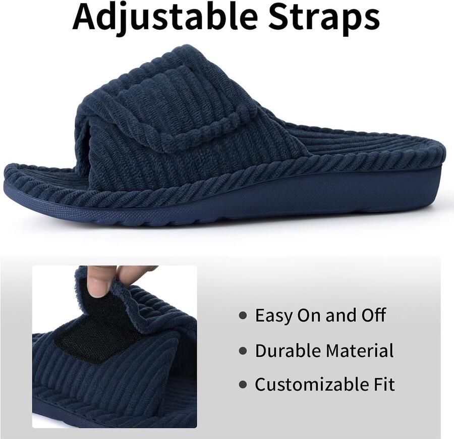 Womens Fuzzy Arch Ondersteuning Slippers Orthopedische Comfortabele Verstelbare Open Teen House Schoenen