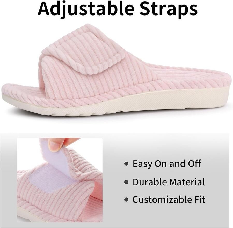 Womens Fuzzy Arch Ondersteuning Slippers Orthopedische Comfortabele Verstelbare Open Teen House Schoenen