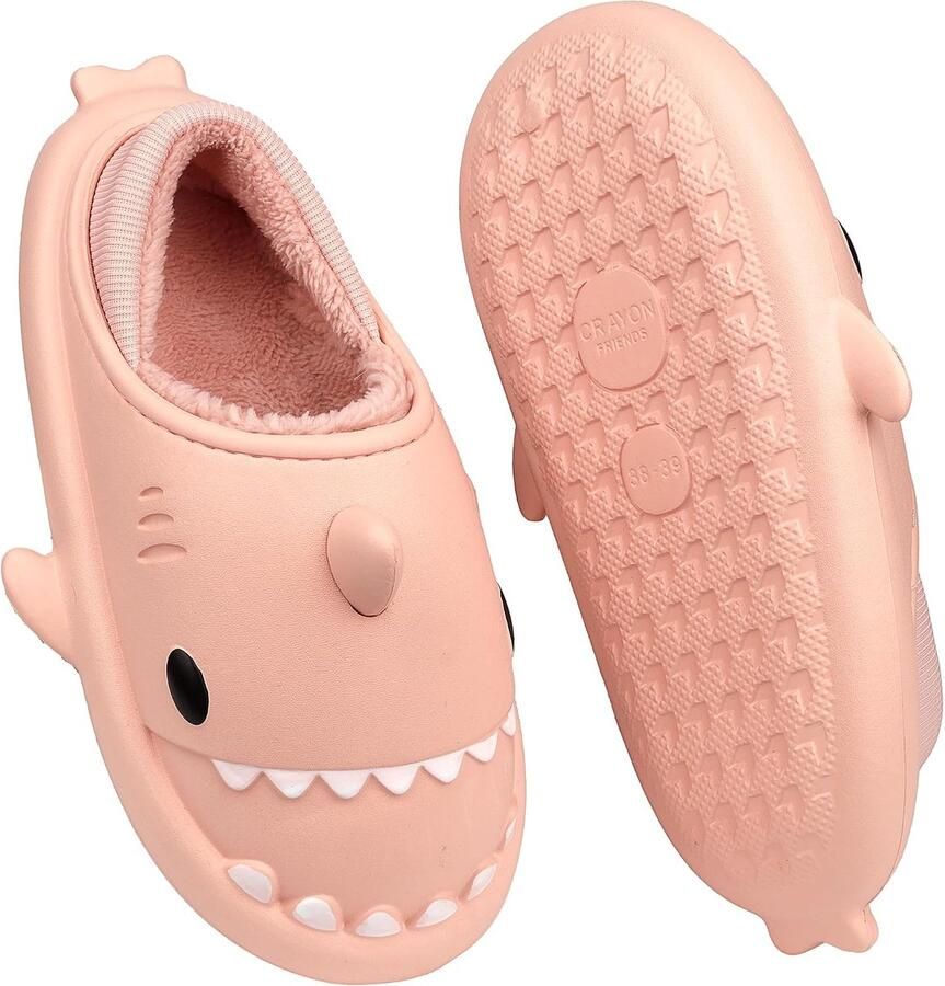 Womens Haaien Slippers Winter Pluche Warm Huis Schoenen Waterdichte Leuke Cartoon Indoor Outdoor Familie Schoenen
