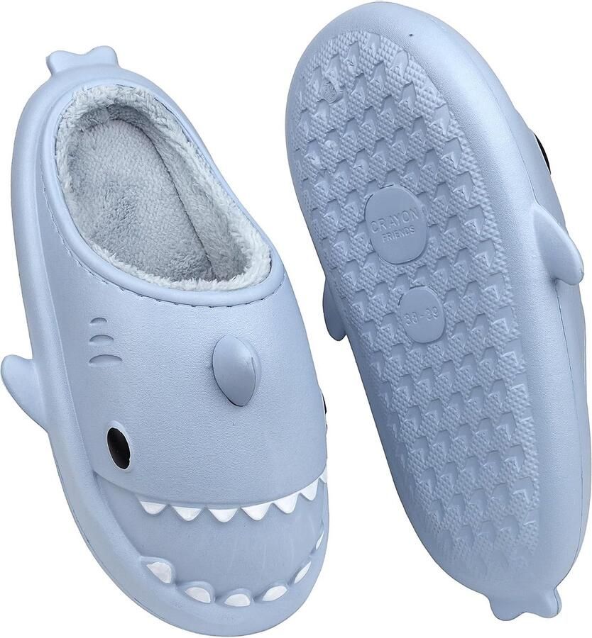 Womens Haaien Slippers Winter Pluche Warm Huis Schoenen Waterdichte Leuke Cartoon Indoor Outdoor Familie Schoenen