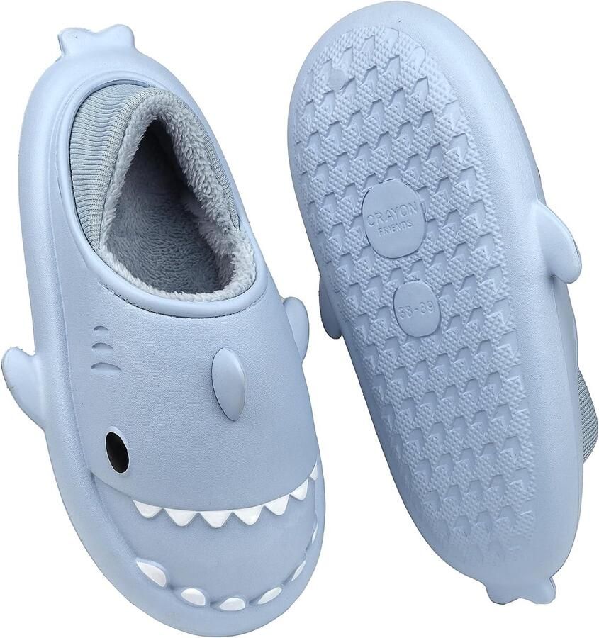 Womens Haaien Slippers Winter Pluche Warm Huis Schoenen Waterdichte Leuke Cartoon Indoor Outdoor Familie Schoenen