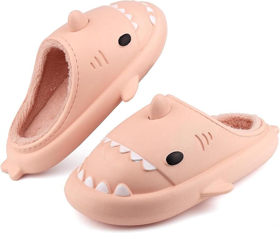 Womens Haaien Slippers Winter Pluche Warm Huis Schoenen Waterdichte Leuke Cartoon Indoor Outdoor Familie Schoenen