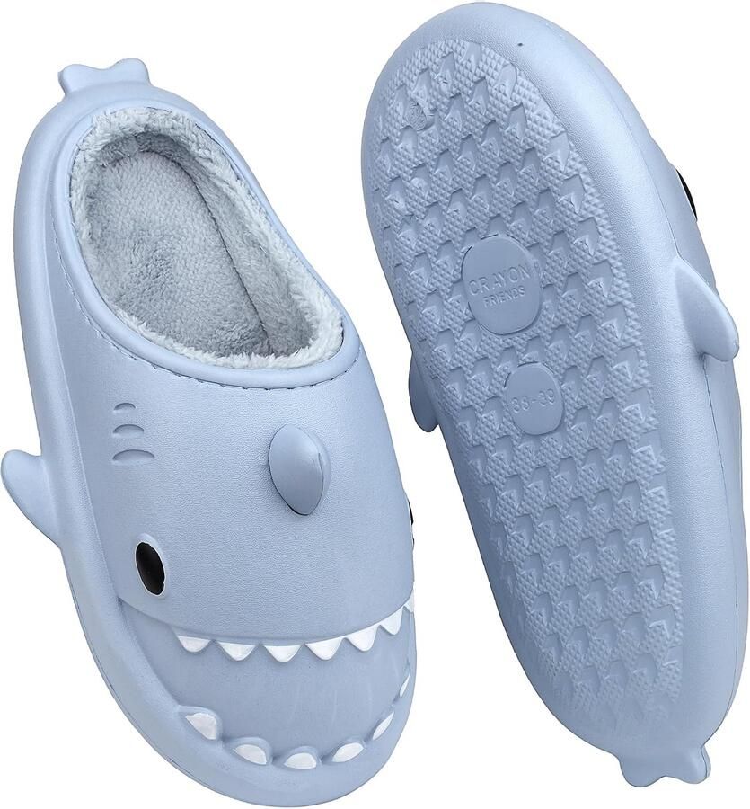 Womens Haaien Slippers Winter Pluche Warm Huis Schoenen Waterdichte Leuke Cartoon Indoor Outdoor Familie Schoenen