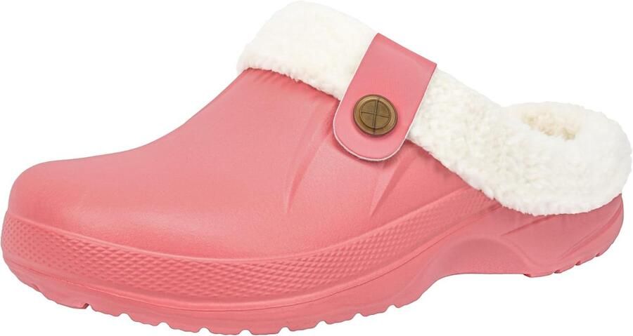 s s bont gevoerde klompen waterdichte winter donzige slippers indoor Ourdoor roze 9 9.5 UK