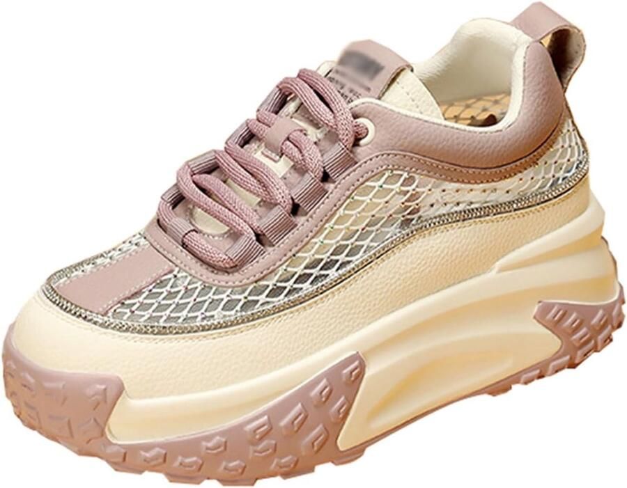 Women's Summer Platform Trainers Breathable Hollow Laces Fashion Thick Sole Comfortable Sports Shoes ShopVlot
