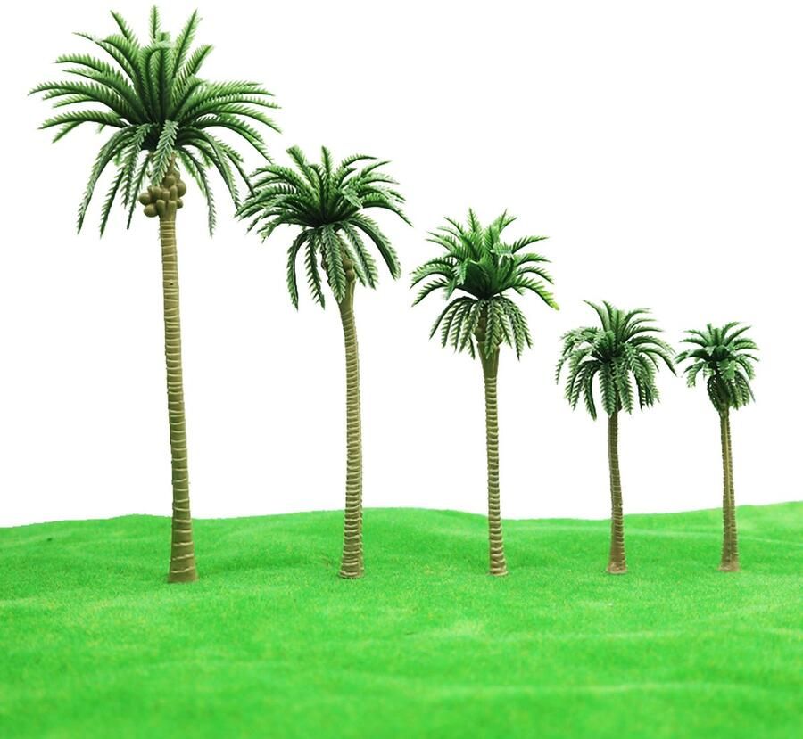 Woohome 44 STKS Model Bomen Kokospalm 5 STKS Mini Paraplu en Bomen voor Trein Railway Architectuur Diorama DIY Landschap