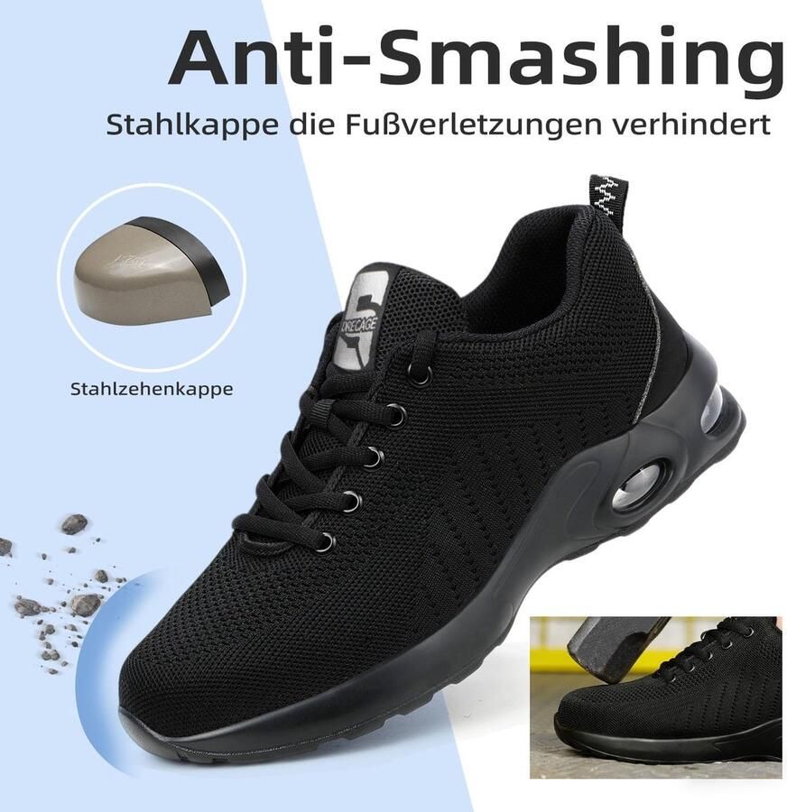 Work Shoes Lightweight Safety Shoes Comfortable Breathable Safety Sneaker with Steel Toe Cap ShopVlot