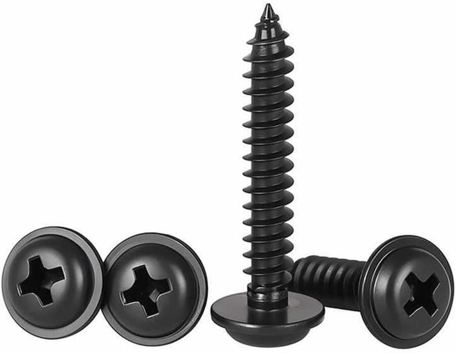 X 16mm 50 Pcs Ronde kop Zelfborende schroeven Met sluitring Roestvrij staal 304 Kruiskop Bolle kop Houtschroef