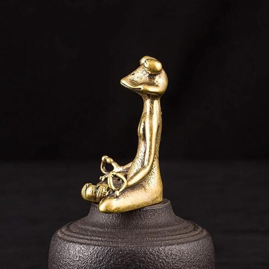 Yoga-kikker metalen mediterend kikkerbeeldje desktop tuinkikker grappig voor decoratie binnen en buiten tuinplanten bonsai-decoratie