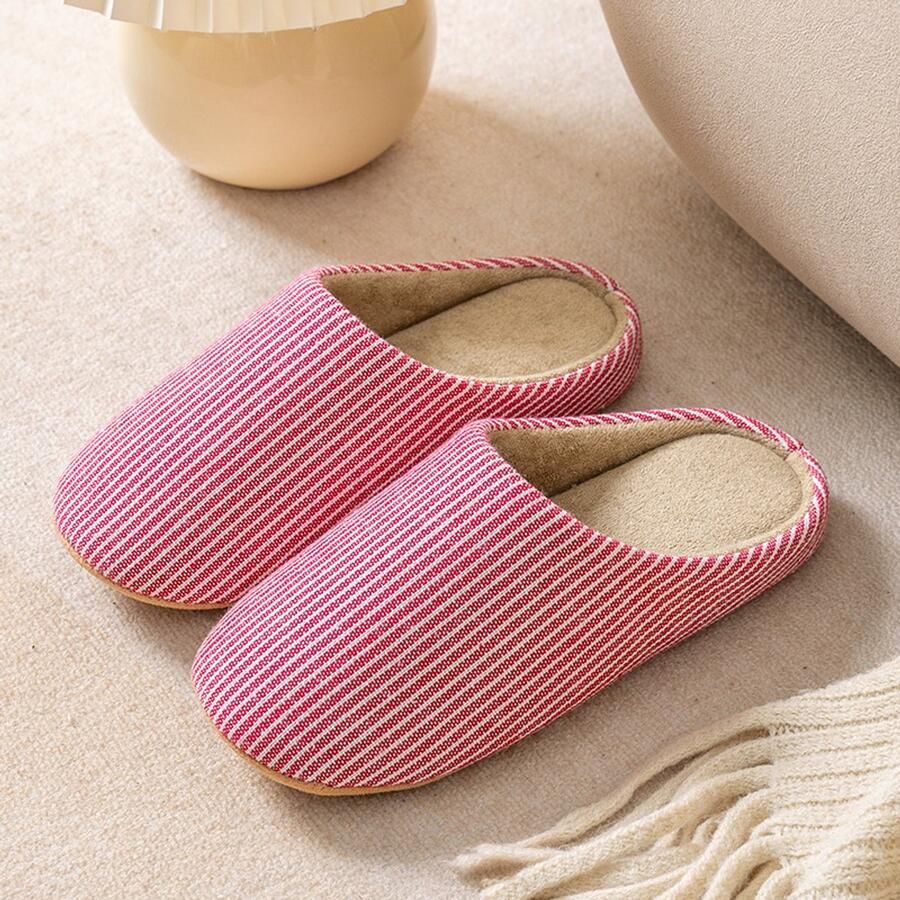 Zachte antislip katoenen slippers met memory foam comfortabele en warme winterslippers voor thuis plat en antislip rood )
