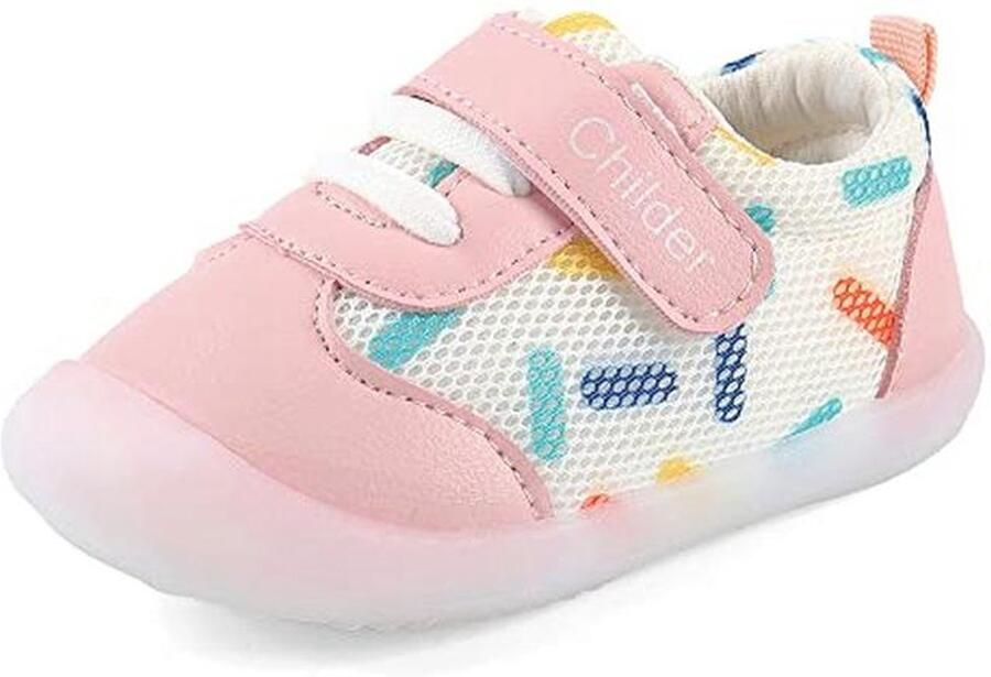 Zachte baby loopschoenen voor en met anti-slip rubber Roze